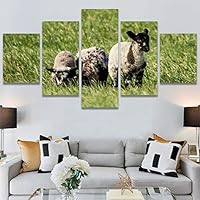 SIGNWIN 5 Panel Canvas Wall Art Animals Farmhouse/Country Fun Group Multicolor for Home Decorations Ready to Hang - 60