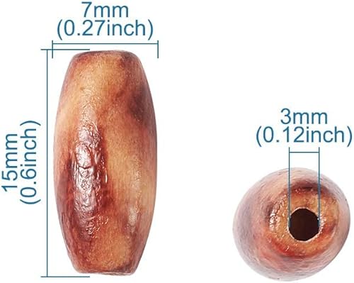 Miniatura 3 de Pandahall - 100 cuentas de madera ovaladas de arroz pintado surtido, cuentas de madera de barril de agujero grande, espaciador suelto de 0.6