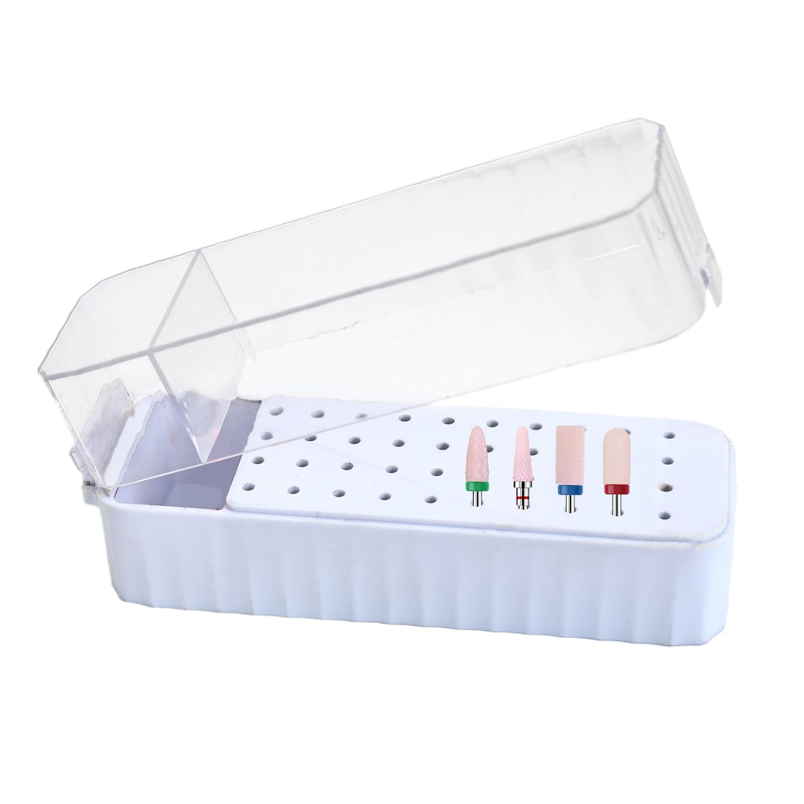Boîtier pour Forets d'Ongle - Contenant Organisateur à 40 Emplacements pour Fraises de Manucure | Boîte de Rangement avec Couvercle Transparent Anti-Poussière pour Meulage, Soin des Cuticules,