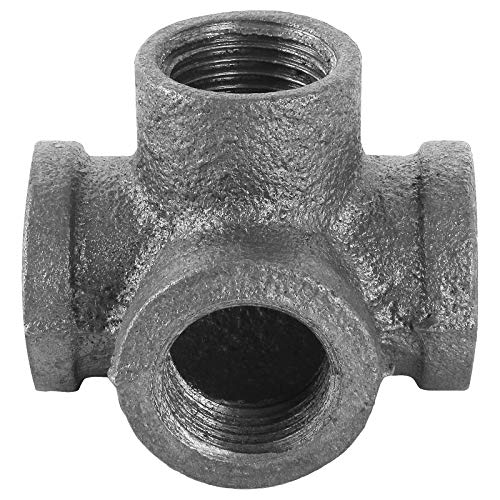 20 PACK 1/2\" 4-Way Side Outlet Tee, Industrial Cast iron Pipe Fittings 4-Way Cross Fitting Connector Threaded Cast Industrial Pipe Fittings for DIY Furniture Decorative Shelving