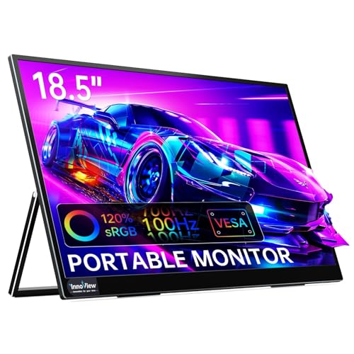 InnoView Portable Monitor 18.5 inch 100HZ 120% sRGB, 1080P FHD IPS Large for Laptop USB C HDMI HDR Travel with Kickstand Mac PC Xbox PS4/5 Switch