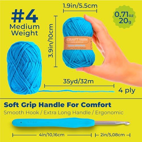 Craftwiz YS-30-1123 100% Acrylic Yarn For Crocheting And Knitting - 30X20G Skeins Of #4 Worsted Weight Yarn, 1200 Yards Of Soft Crochet Yarn, Perfect For Amigurumi Yarn And Other Small Crafts Projects thumb #1