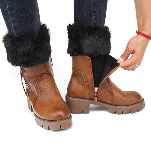 Image of Womens Fur Trim Boot Cuff Top Cover Leg Warmers