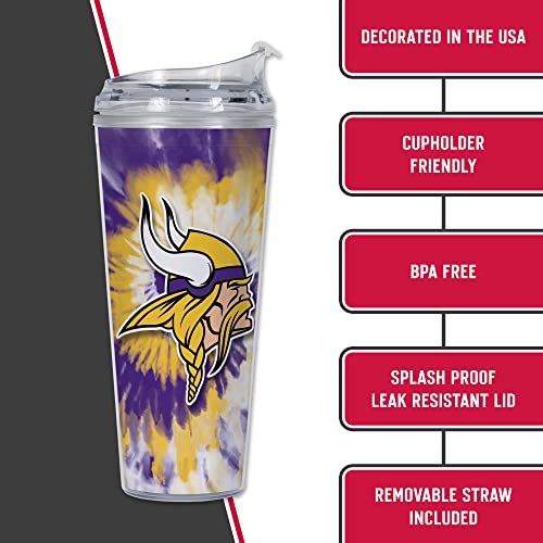 Image of Rico Industries NFL Football Glitter 24oz Acrylic Glitter Tumbler with Hinged Lid, Officially Licensed Double Wall Tumbler with Straw
