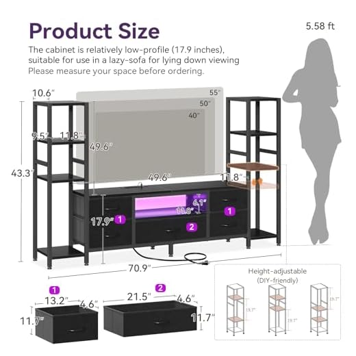 Stylish LED TV Stand with Storage Drawers