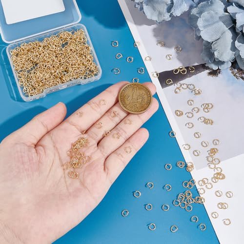 UNICRAFTALE 800 Pcs 304 Stainless Steel Open Jump Rings 5 mm Round Rings Golden Jump Rings Metal Connectors for DIY Jewelry Crafting and Keychain Accessories Earring Bracelet Pendant Choker Making - Image 4