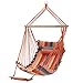 Produktbild SONGMICS Hängesessel mit Kissen und Fußstütze, XL gepolsterter Schaukelstuhl, 70 x 120 cm, bis 200 kg belastbar, Indoor und Outdoor, Regenbogenfarben GDC46C