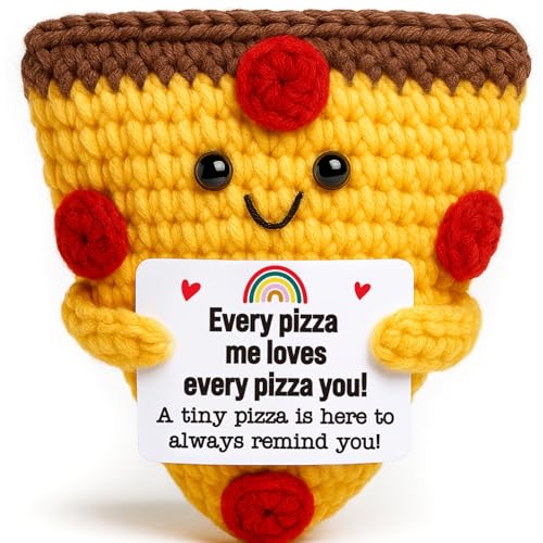 Fathers Day Mini Gifts for Daddy, Teacher Appreciation Handmade Crochet Pizza for Farewell Birthday Graduation Retirement Thank You Gifts For Friends Coworkers Classroom Celebration Office Gift Ideas