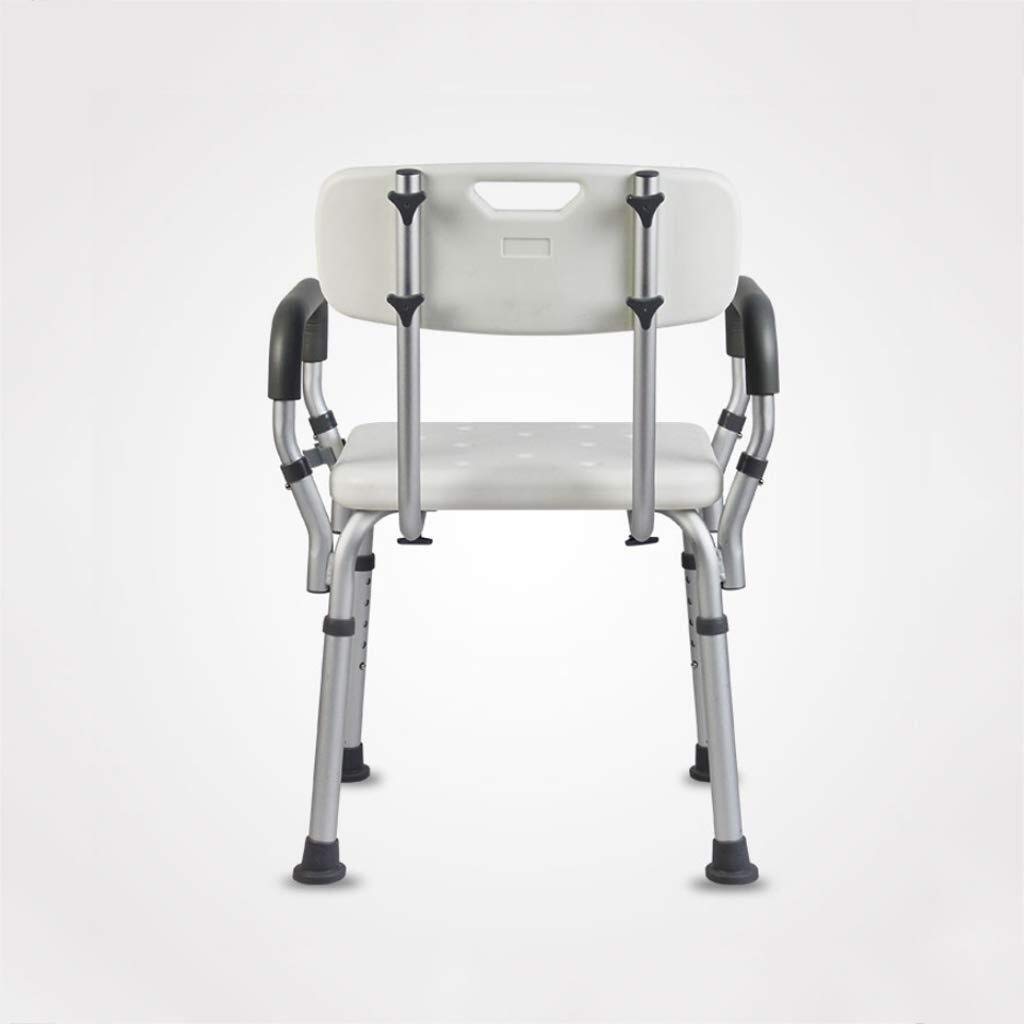 Taburete para Ducha Silla de baño Asiento de baño Antideslizante Ajustable en Altura con apoyabrazos Aluminio Ligero con Respaldo Anciano con discapacidad Vivienda Almacenamiento 2