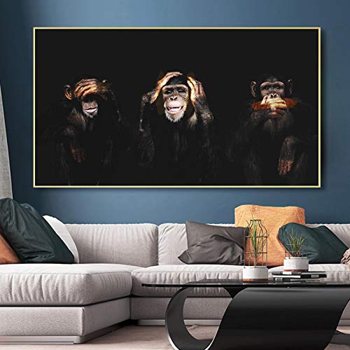 Affiche Singe Gorille Peinture Toile 40x80 cm Décor Salon sans Cadre