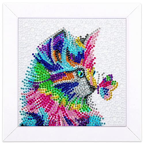 Labeol 5D Diamond Painting Kit For Kids With Wooden Frame Art And Crafts For Kids Ages 6-8 - 10-12 Full Drill Painting By Number Kits Home Wall Decoration 6X6 Inch (Cat Butterfly) #TOP8