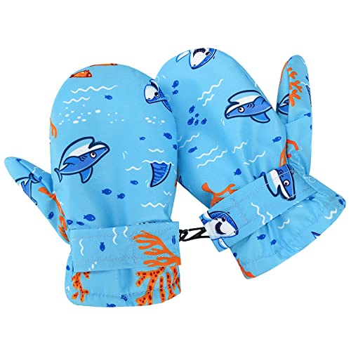 Image of Lined Fleece Toddler Mittens Kids Winter Warm Gloves Child Ski Gloves Waterproof Snow Baby Mitten for Boys Girls, Orange Coral, L (Fits 4-6 Years)