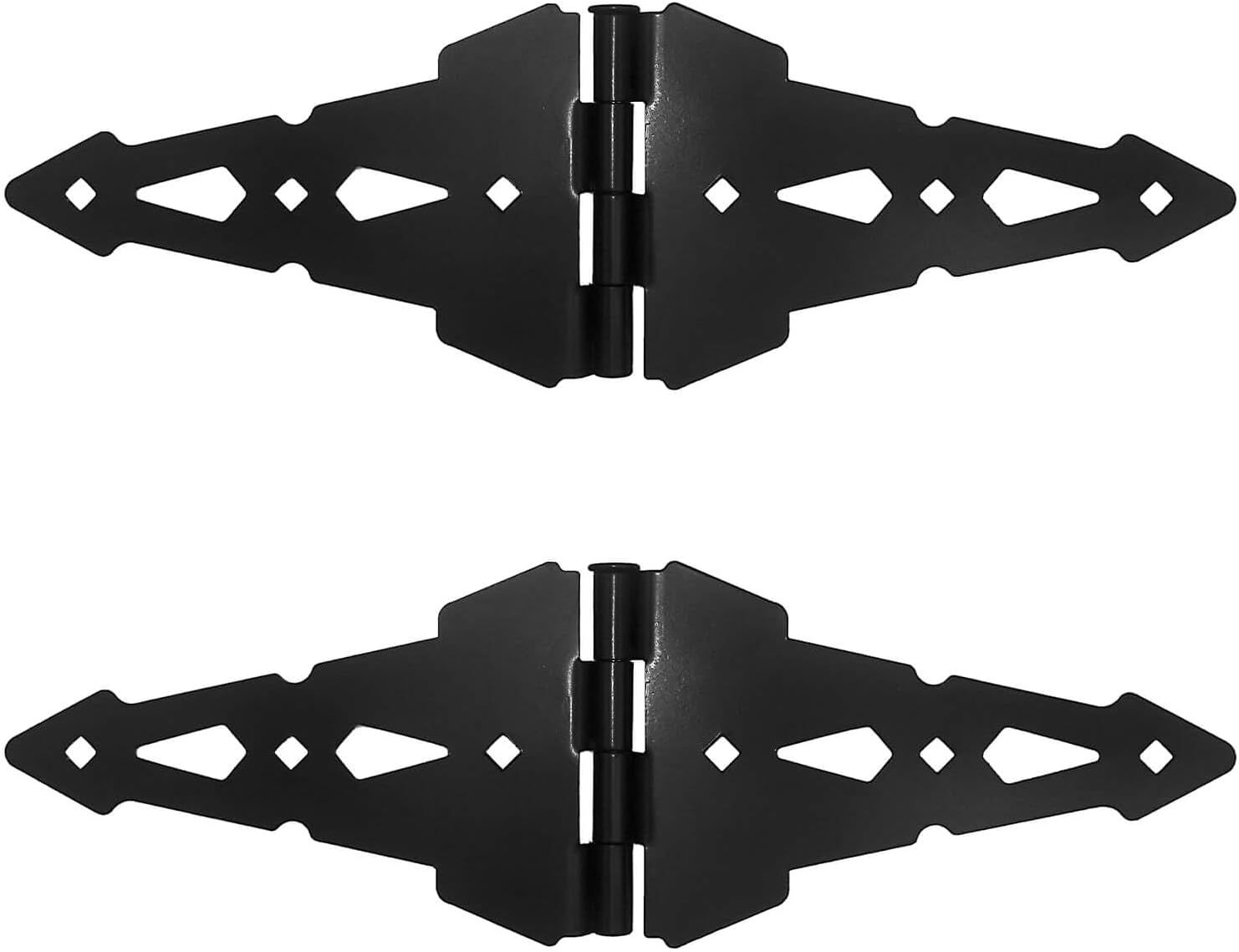 Black Western Style Wood Gate Hinges - 8" Strap Hinge Kit for Fences, Heavy Duty Gate Hardware (Case of 10)