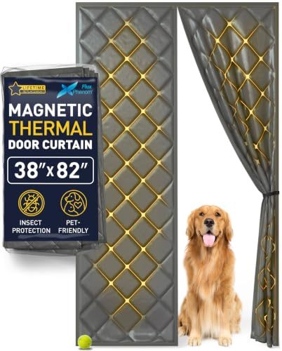 Flux Phenom Magnetic Screen Door - Bugs Out, Breeze in - 9min Install Auto-Sealing Heavy Duty Double Stitched Mesh, 50 Magnets, Hands Free Sliding & Patio Doors Net, Pet & Kid Friendly, 40 x 82 Inch