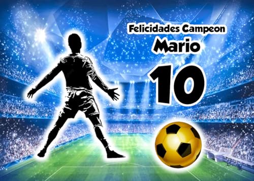 OBLEA de FUTBOL, FC, rectangular personalizada para Pastel o Tarta, Papel Comestible Decoracion Cumpleaños, Obleas Comestibles Torta Redondo - Vegano y Sin GLuten