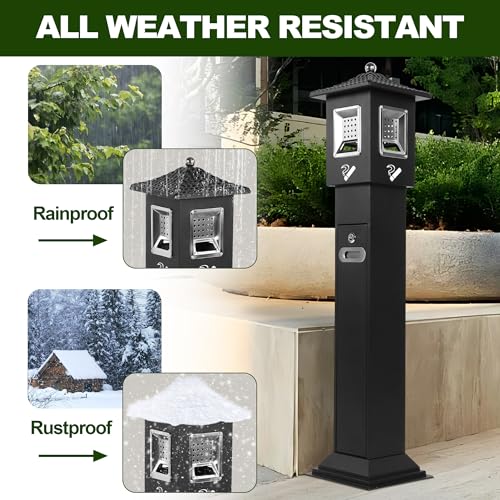 Image of AIWFL 47 inch Height Outdoor Trash Receptacle, Commercial Trash Can, Standing Garbage Can Large Waste Trash Container Bin for Cafeterias Office Patio Backyard Pub Club Garage (Black)