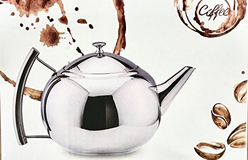 Coffee Tea Pot - Polished Stainless Steel Teapot Kettle with Infuser Tea Filter, Tea Infuser Pot with Lid, Tea Kettle for Home (1 Litre)