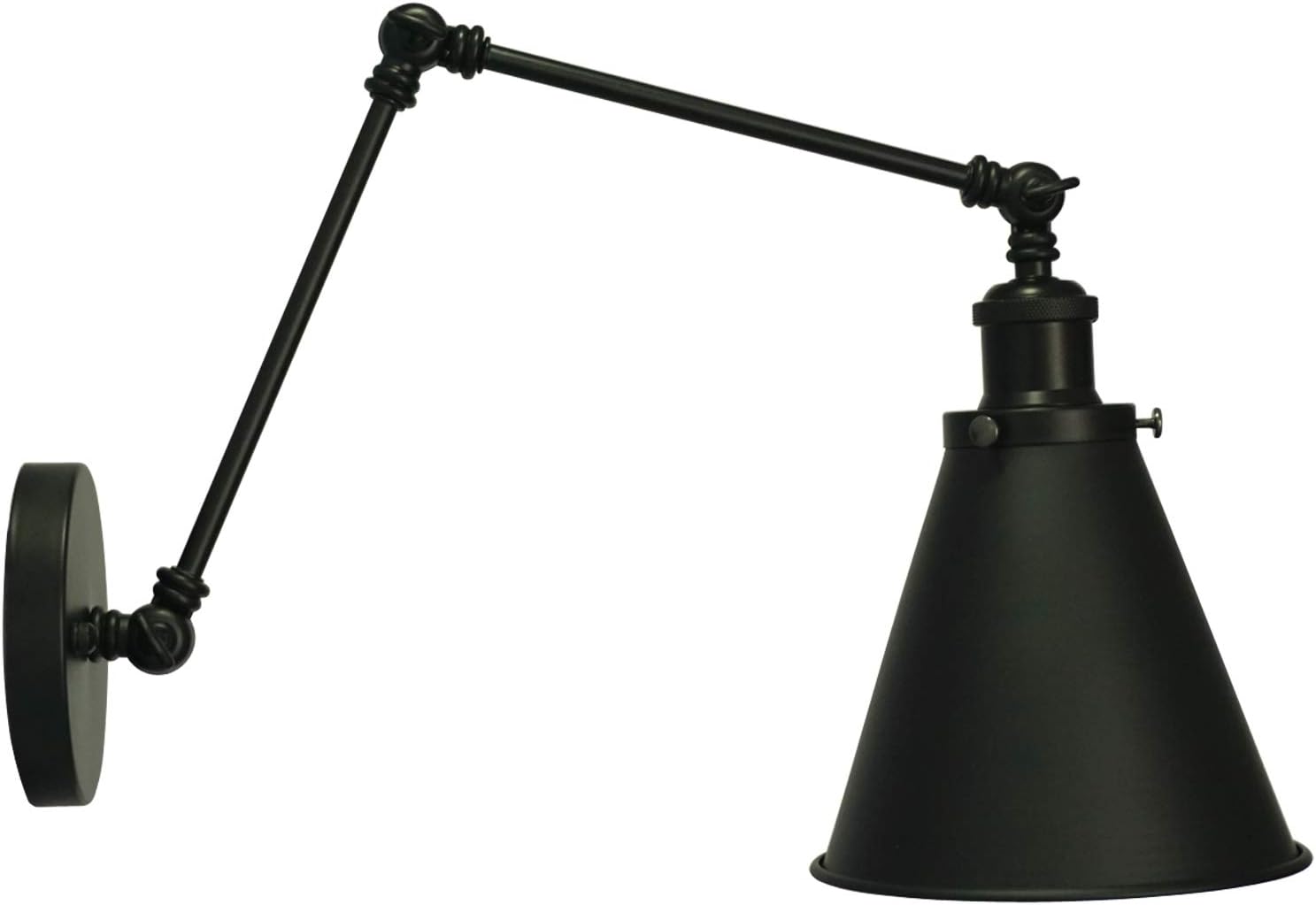 Industrial Black Finish Wall Sconce Arm Angle Adjustable E26 Base 1-Light Wall Lamp for Bedroom,Living Room,Study Room,Office