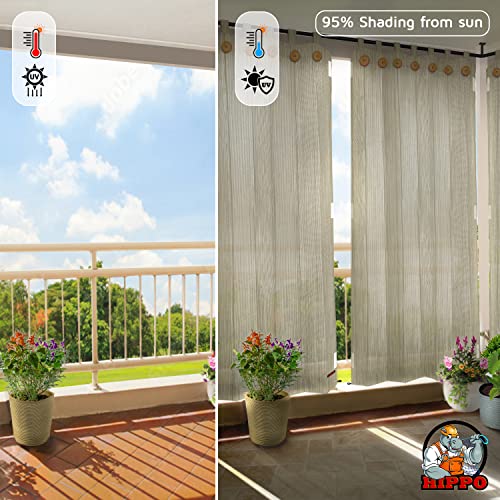 Image of HIPPO HDPE 230 GSM Outdoor Loop Curtain for Balcony & Patio UV Protection, Sun Blocking, Light-Filtering Curtains (Sahara-Sand, 4.5FTX4.5FT, 1PC)