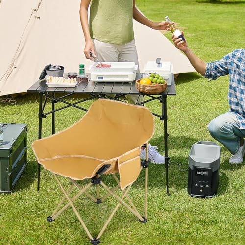 Image of Garden Art Camping GAFCK1491-2 Folding Chair with Carry Bag | Lightweight Portable Outdoor Chair | Garden Picnic Travel Seating (Beige, Oversized)