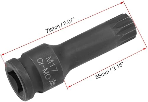 Miniatura 5 de uxcell Unidad de 12 pulgada x M18 (0.709in) de impacto triple cuadrado, a prueba de manipulaciones, 3 pulgadas de longitud, uso de acero CR-MO con