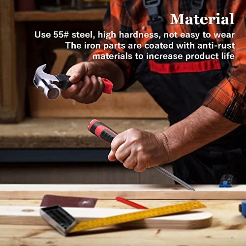 10Pcs Wood Chisel Set, Wood Carving Tools Set With Storage Box And 1 Crook Hammer For Woodworker Or Carpentry, 6 Pcs 55# Carbon Steel Wood Chisel -Size 1/4In, 1/2In, 3/4In, 1In, 1-1/4In And 1-1/2In #TOP5