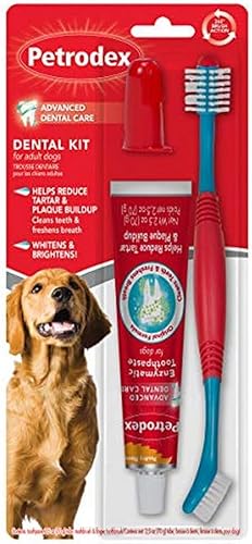 Petrodex Kit de cuidado dental para perros y cachorros, limpia los dientes y combate el mal aliento, reduce la formación de placa y sarro, kit de