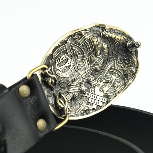 Leather belt with brass buckle Viking warship Drakkar; warrior belt buckle; Scandinavian belt buckle; Nordic military buckle;2