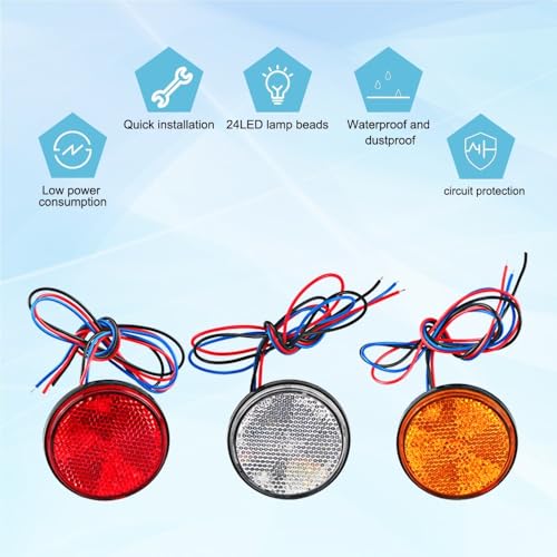 Luces traseras redondas de 12V para evitar colisiones con reflectores para camión 5