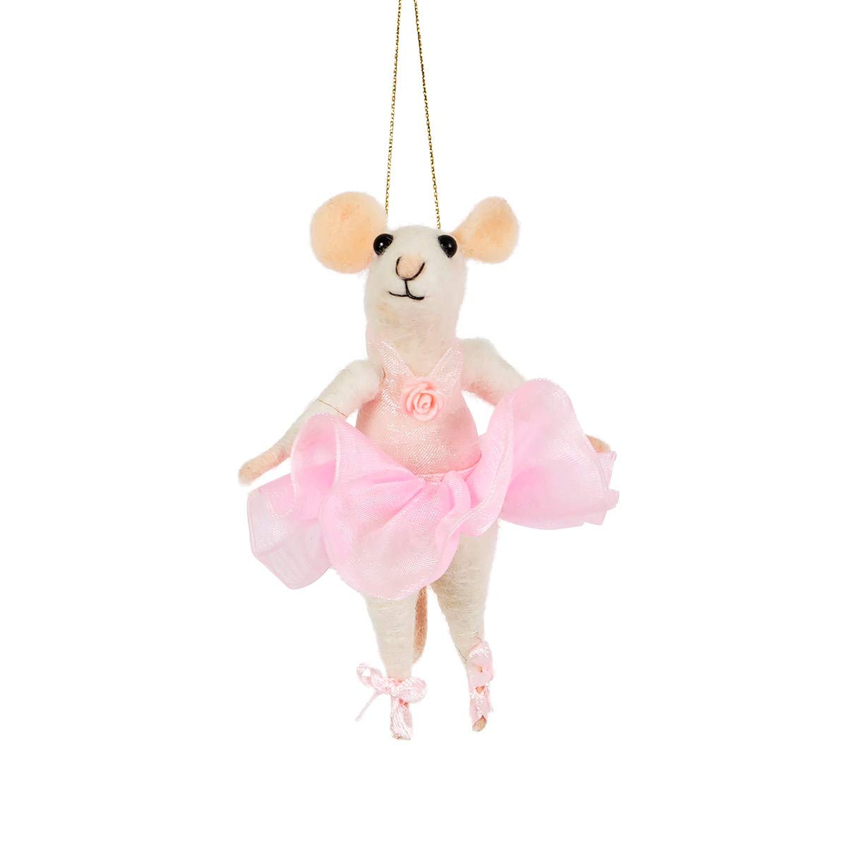 Sass & Belle White Ballerina Mouse Felt Hanging Decoration