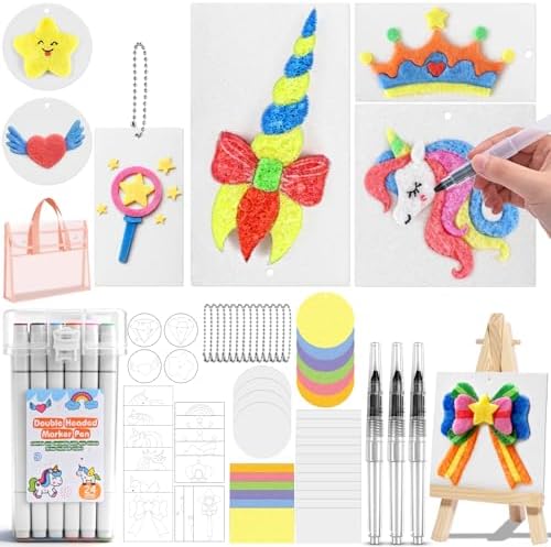 KAISASA 95 Pcs Magic Puffy Paint,Foam Texture Painting Kit,Including 46 Pcs Foam Texture Paper,Magical 3D Painting Kit, Craft & Art Kit Gift for Girls Ages 4, 5, 6, 7, 8, 9, 10