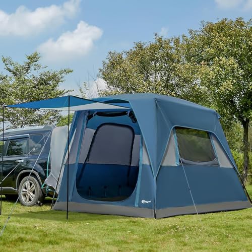 Portal 5-Person SUV Tent with Porch, Blue, Water-Resistant & Windproof, Spacious Car Camping Tent, Fits SUVs, MPVs, Vans & Pickups