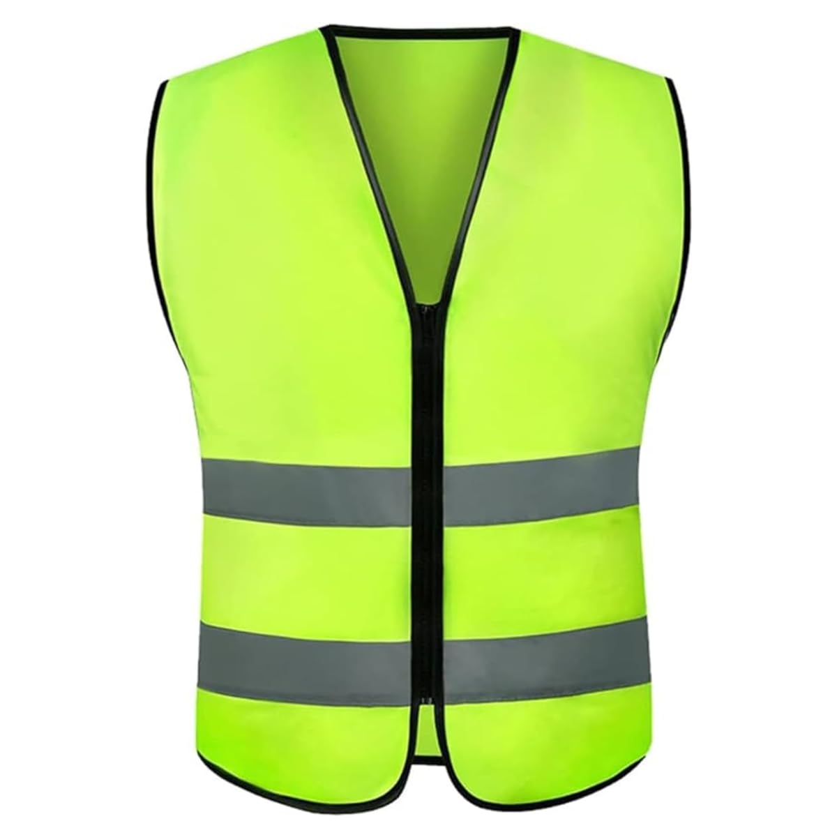 ECVVECVV Reflective Safety Vest High Visibility Breathable Warning Jacket Bright Neon Color with 2 Inch Reflective Strips -Zipper Front (Green)