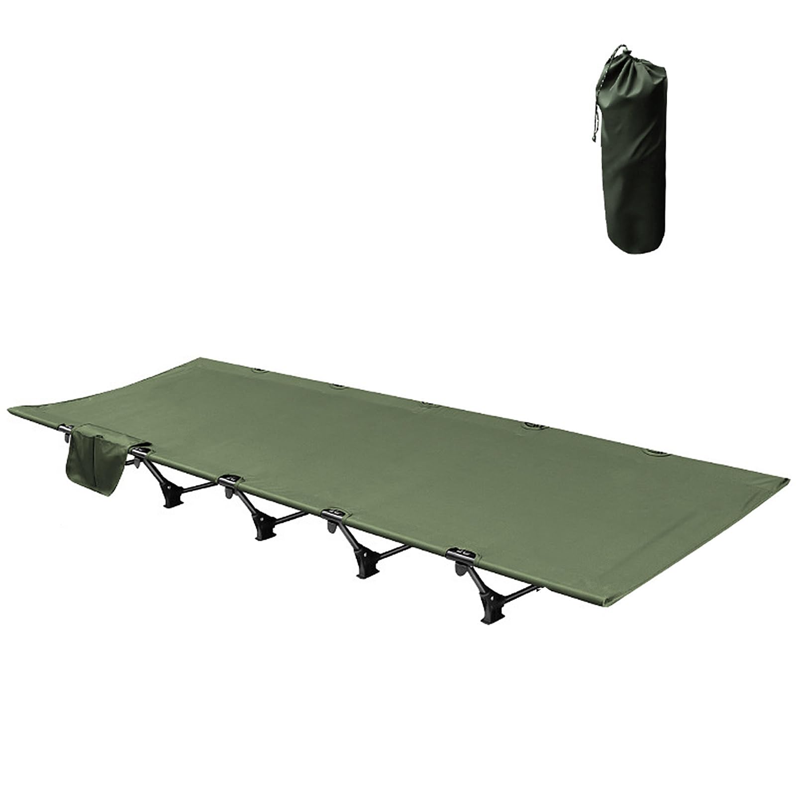 Brandina Pieghevole Campeggio Letto Pieghevole in Alluminio, Letto da Campeggio All'aperto, capacità di Carico 150 kg, con Borsa di Stoccaggio, per Viaggi, Campeggio(Green)