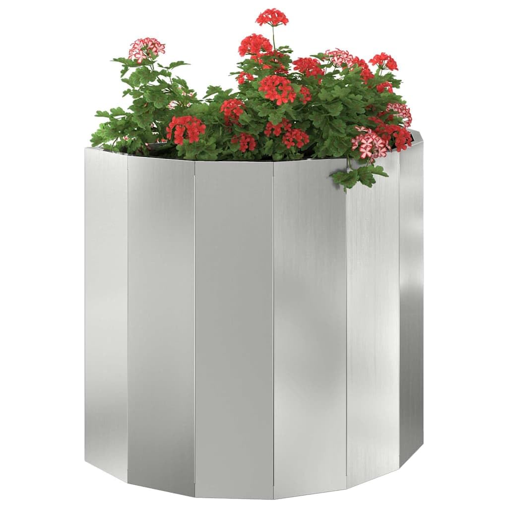 vidaXL Planter Silver 60 x 30 x 50 cm Galvanised Steel, Garden and Terrace, Durable Outdoor Planter, Decorative Container, Steel Holder, Greenhouse Pot, Floral Box, Yard Accent