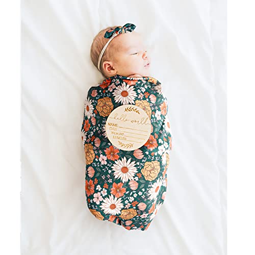 Image of Konssy Baby Girl Newborn Receiving Blanket with Matching Headband and Beanie Set Baby Swaddle Nursery Swaddle Wrap
