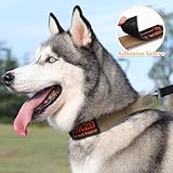 Ledeak Taktisches Hundehalsband, Weich Depolstert Atmungsaktives Hunde Halsband, Verstellbare Nylon Reflektierend Hundehalsband Mit tragbarer Metallschnalle für Mittel Große Hunde (Khaki, M)