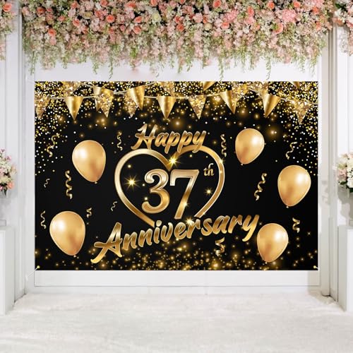 Fondo para fiesta aniversario 37 años 6x4 pies miniatura 1