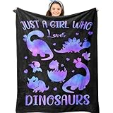 Jepufo Dinosaur Blanket, Dinosaur Gifts for Girls Kids, Just a Girl Who Loves Dinosaurs Blankets, Dino Stuff for Women, Best Gift Ideas for Dinosaurs-Lover Blanket 40"X50"