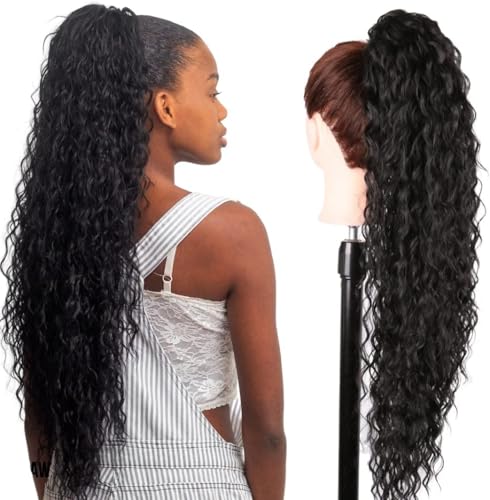 Ser Mulher Coda Di Cavallo Extension CAROL, Capelli Ricci, 70 cm (Nero)