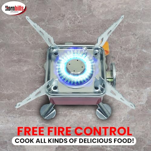 Image of Hornbills Portable Camping Gas Stove Outdoor Camping Stove - 2800W- Ultra Light Folding Cooking Gas Burners Stove - Hiking, Outdoor Picnic & Emergencey stove, Stainless Steel