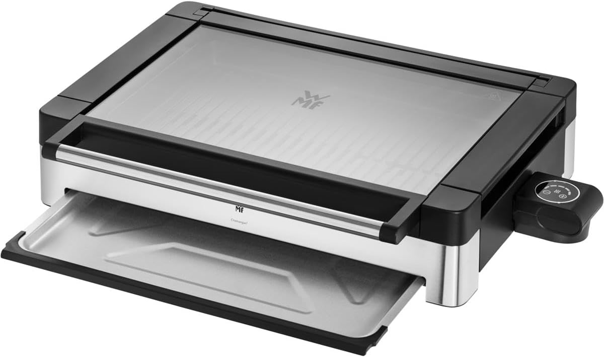 WMF Barbecue da Tavola con Coperchio in Vetro, Lono, Barbecue in Acciaio Inox 18/10, con Piastra Antiaderente, Termostato Removibile, Potenza fino a 2200W per Pietanze Veloci e Deliziose WMF Barbecue da Tavola con Coperchio in Vetro, Lono, Barbecue in Acciaio Inox 18/10, con Piastra Antiaderente, Termostato Removibile, Potenza fino a 2200W per Pietanze Veloci e Deliziose