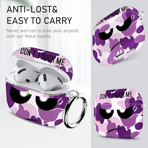 Image of for Apple Airpods 4th Generation Case Cover(2024),Don't Touch Me for Airpods 4 Cover with Keychain /Lanyard Soft Cute Shockproof Covers for Women Men Compatible AirPod 4 Case,Purple