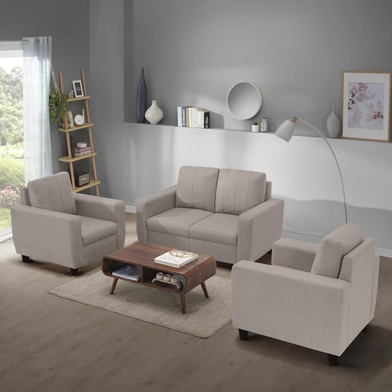 WOODEN WORLD Modern 4-Seater Sofa Set - Upholstered Comfortable 2+1+1 Seater Sofa Set for Living Room, Bedroom, or Office - Stylish & Durable Seating for Home or Office Spaces-image-30