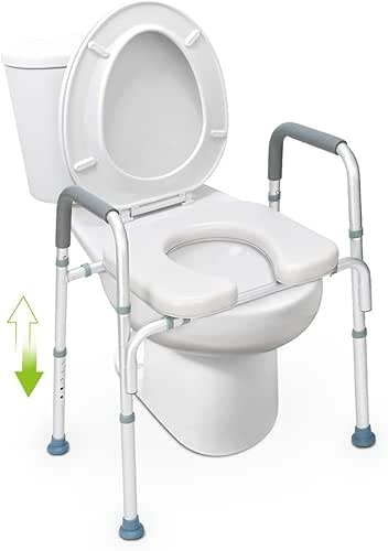 OasisSpace Raised Toilet Seat with handles - 300lbs Heavy Duty