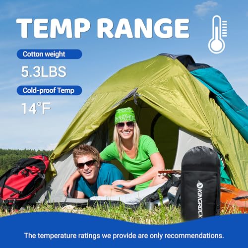 Bolsa de dormir KINGROCK para adultos, ligera, impermeable, para clima frío, camping, senderismo y viaje al aire libre con bolsa de compresión miniatura 3