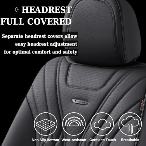 Image of Coverado Car Seat Covers, Car Seat Covers Front Seats, 2-Pack Front Seat Cover, Nappa Leather Waterproof Seat Covers, Car Seat Protectors, Automotive Seat Covers Universal Fit for Most Vehicles