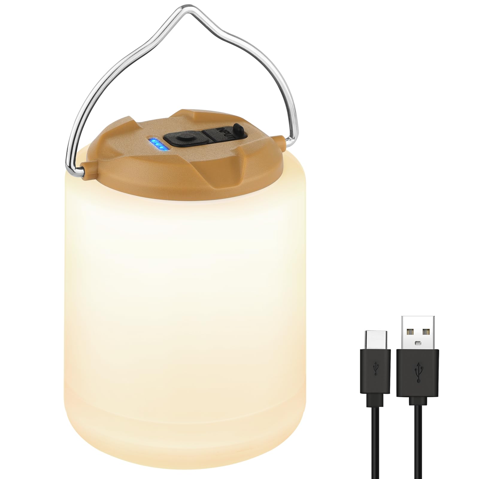 BOBKID LED Camping Lantern, Rechargeable Camping Light, 4 Modes Outdoor Flashlights Lanterns with 1000LM, Water Resistant Portable Emergency Camp Light for Hurricane Hiking Survival Kits - Khaki
