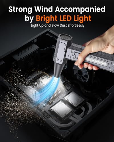 Elektrische Staubgebläse Druckluftspray für PC Reinigung - Electric Air Duster 200000 RPM, 4-Gang Einstellbare Mini-Gebläse mit Akku, Luftgebläse für Tastatur, Haus, Outdoor, Auto, W18, Silber