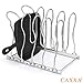 CAXXA Heavy Duty Pan Rack, Pot Lid Rack, Kitchen Cabinet Pantry Cookware Organizer Rack Holder with 5 Adjustable Dividers, Chrome